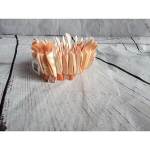 Orange Coral Real Shell Stretch Bracelet Chunky Vacation Beach Nice Elastic Boho